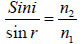 Snell’s law of refraction: The ratio of sine of angle of incidence and sine of